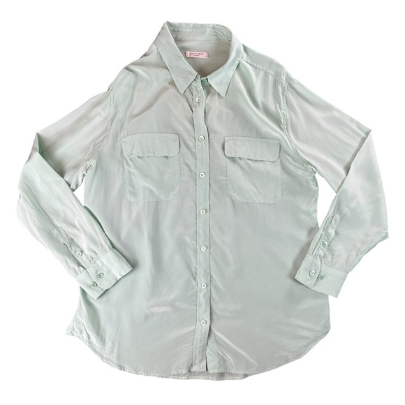 Equipment Femme Women’s Silk Long Sleeve Shirt In Jade Green Size Large - Picture 2 of 10